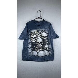 Skulbone Shirt Mens Large Black Skull Stack Graphic Tie Dye Gothic Tee Halloween